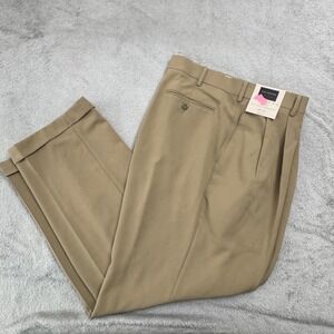 NWT Covington Men's Pants‎ Size Tagged 40x30 Pleated Cuffed Khaki Color